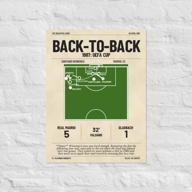 Greatest Real Madrid Goals Poster: Back-to-back (1987)