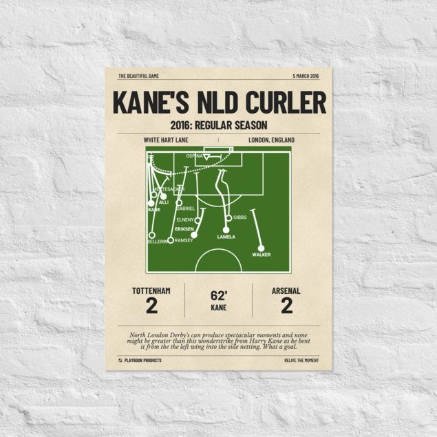 Greatest Tottenham Hotspur Goals Poster: Kane's NLD Curler (2016)