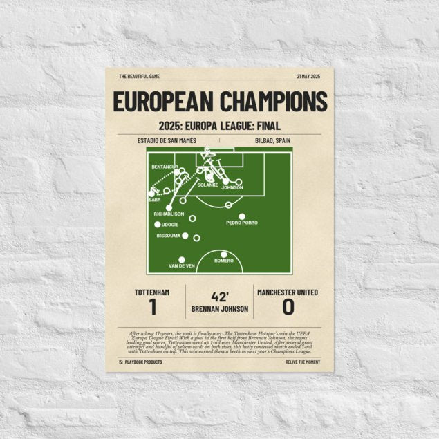 Greatest Tottenham Hotspur Goals Poster: European Champions (2025)