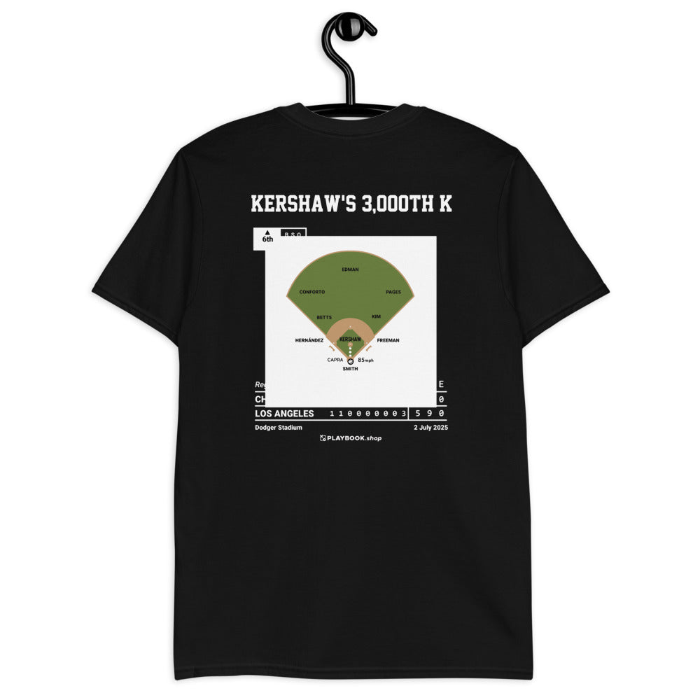 Los Angeles Dodgers Greatest Plays T-shirt: Kershaw's 3,000th K (2025)