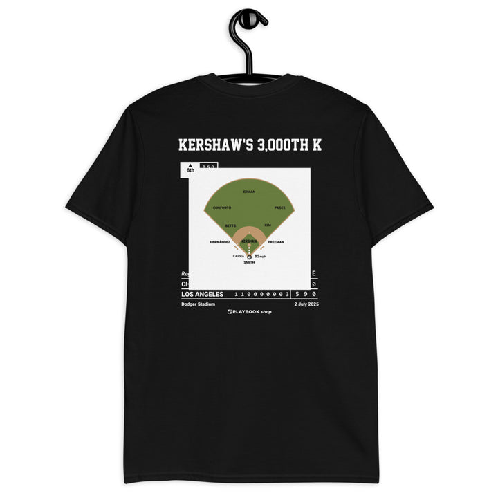 Los Angeles Dodgers Greatest Plays T-shirt: Kershaw's 3,000th K (2025)