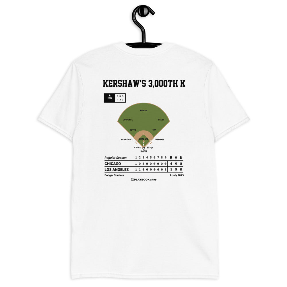 Los Angeles Dodgers Greatest Plays T-shirt: Kershaw's 3,000th K (2025)