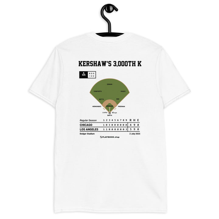 Los Angeles Dodgers Greatest Plays T-shirt: Kershaw's 3,000th K (2025)