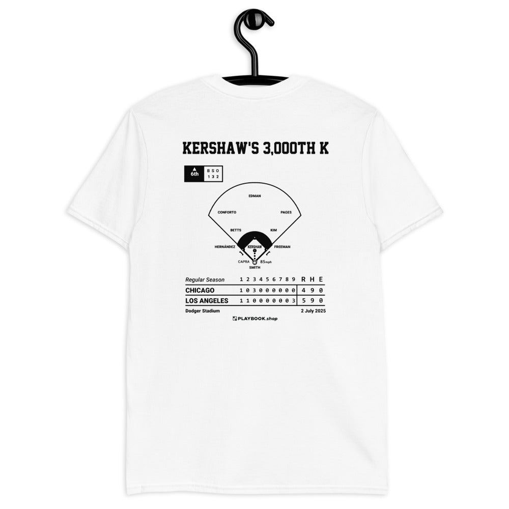 Los Angeles Dodgers Greatest Plays T-shirt: Kershaw's 3,000th K (2025)