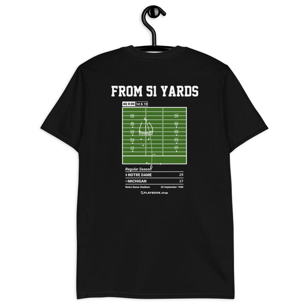 Notre Dame Football Greatest Plays T-shirt: From 51 yards (1980)