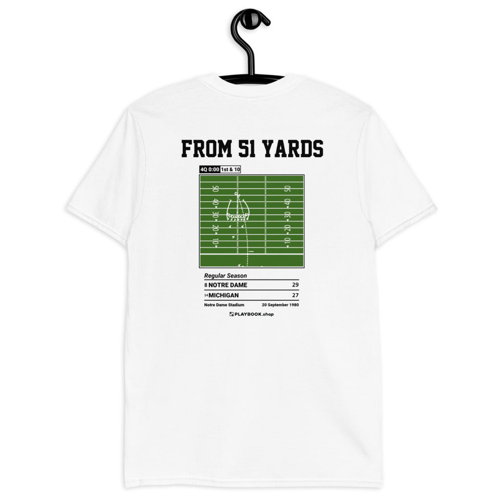 Notre Dame Football Greatest Plays T-shirt: From 51 yards (1980)