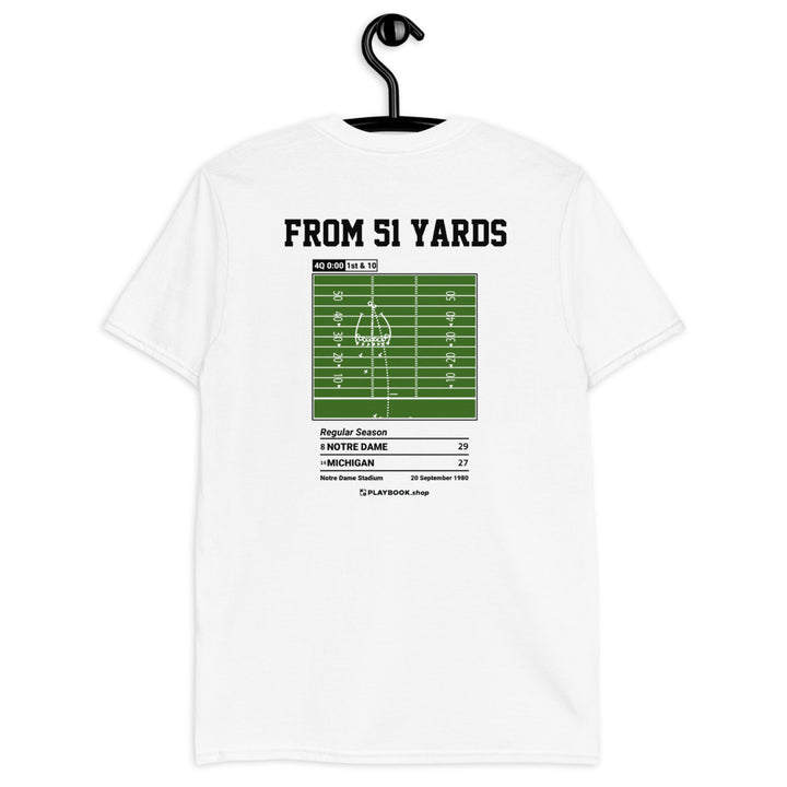 Notre Dame Football Greatest Plays T-shirt: From 51 yards (1980)