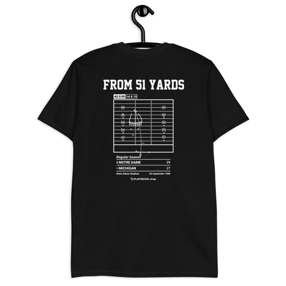 Notre Dame Football Greatest Plays T-shirt: From 51 yards (1980)