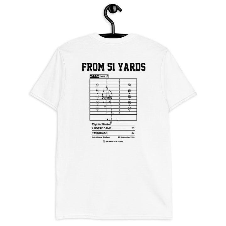 Notre Dame Football Greatest Plays T-shirt: From 51 yards (1980)