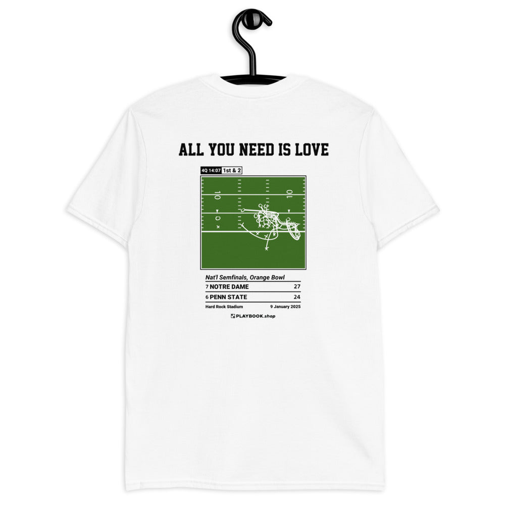 Notre Dame Football Greatest Plays T-shirt: All You Need Is Love (2025)