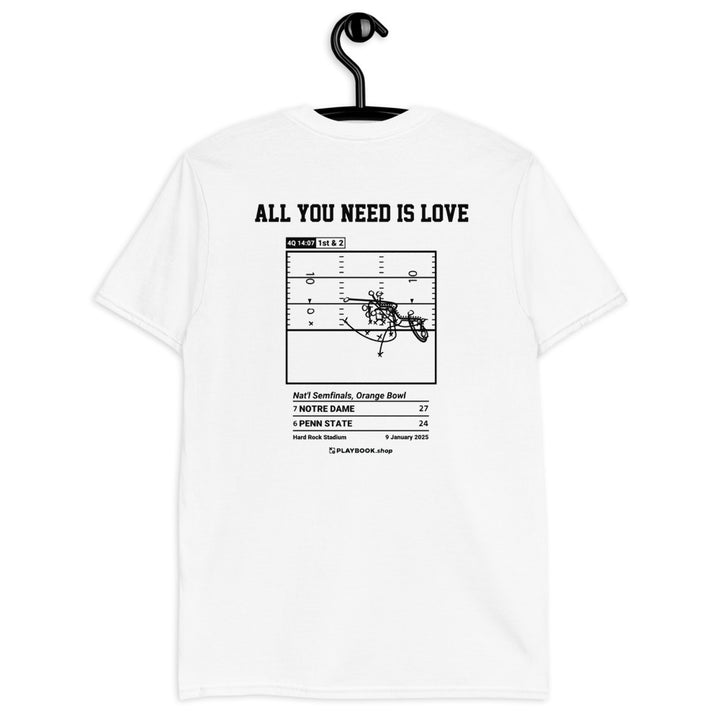 Notre Dame Football Greatest Plays T-shirt: All You Need Is Love (2025)