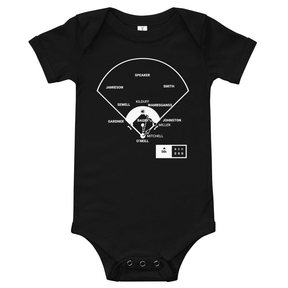 Cleveland Guardians Greatest Plays Baby Bodysuit: The World Series Unassisted Triple Play (1920)