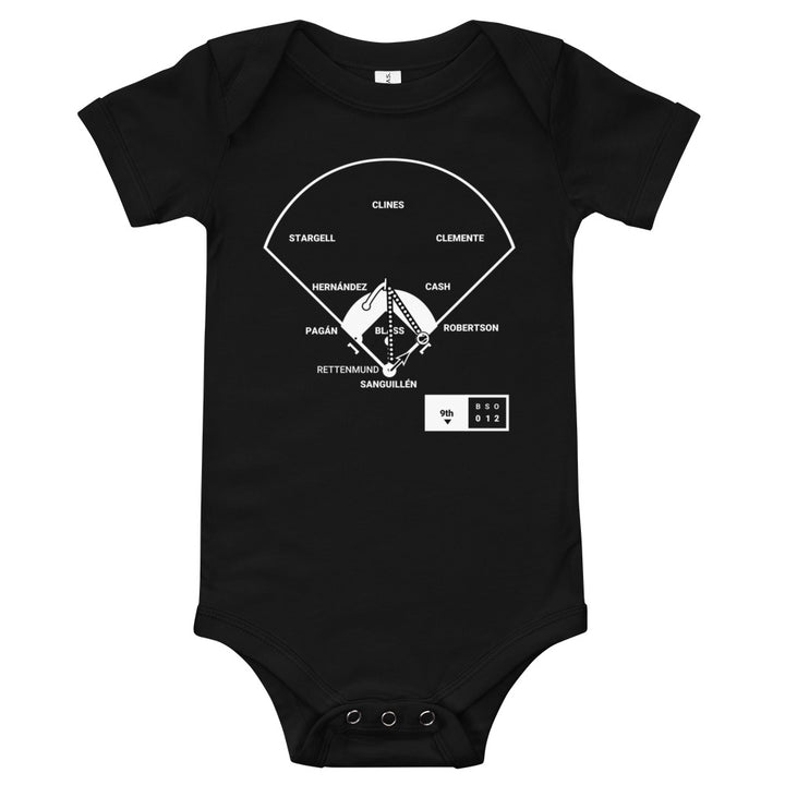 Pittsburgh Pirates Greatest Plays Baby Bodysuit: Clemente is WS MVP (1971)