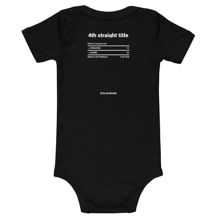 Greatest UConn Basketball Women's Plays Baby Bodysuit: 4th straight title (2016)