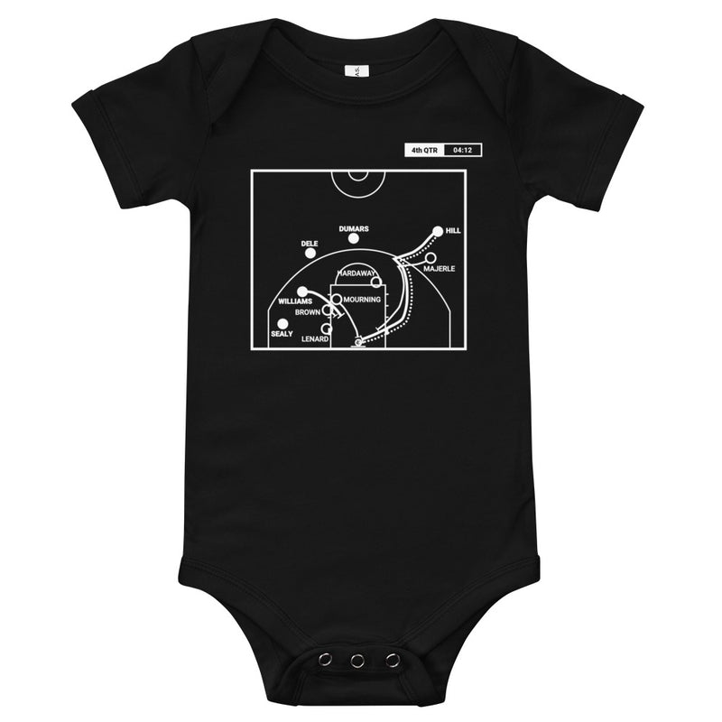 Detroit Pistons Greatest Plays Baby Bodysuit: Hill dunks on Mourning (1998)