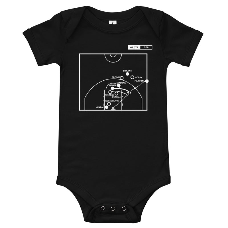 Los Angeles Lakers Greatest Plays Baby Bodysuit: 0.4s shot (2004)