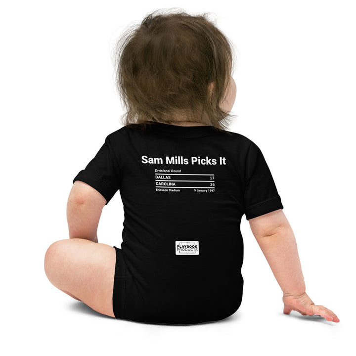 Carolina Panthers Greatest Plays Baby Bodysuit: Sam Mills Picks It (1997)
