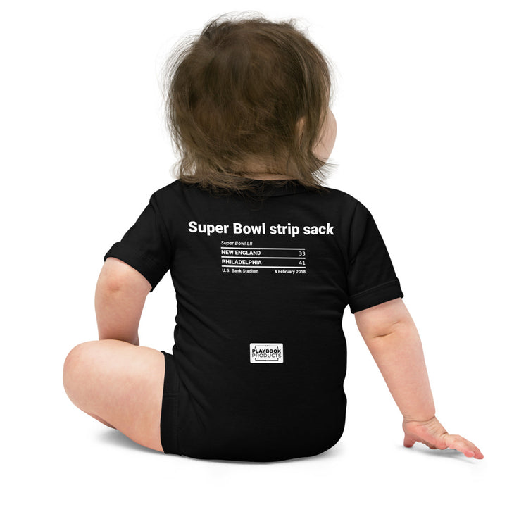 Philadelphia Eagles Greatest Plays Baby Bodysuit: Super Bowl strip sack (2018)
