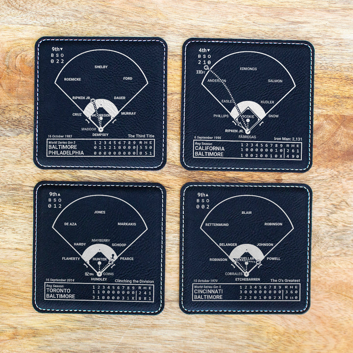 Baltimore Orioles Greatest Plays: Leatherette Coasters (Set of 4)