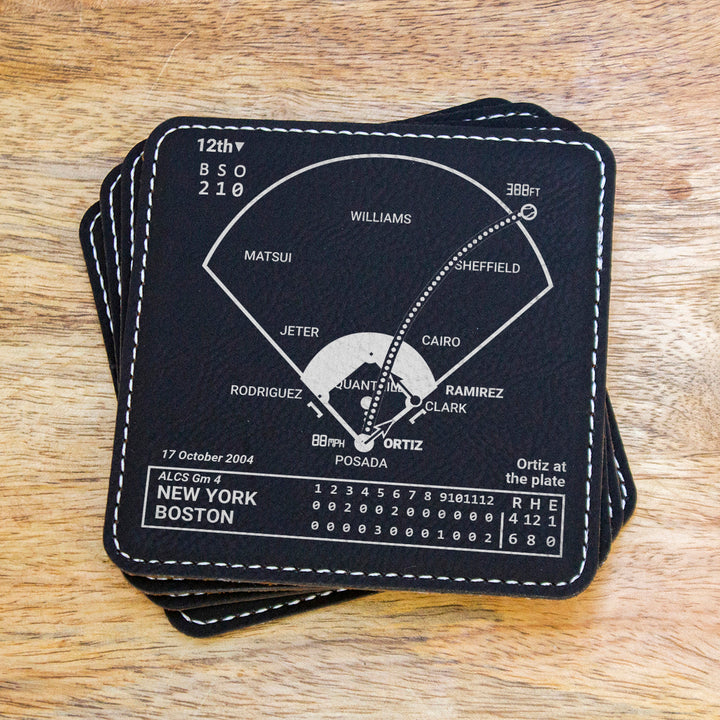 Greatest Red Sox Modern Plays: Leatherette Coasters (Set of 4)
