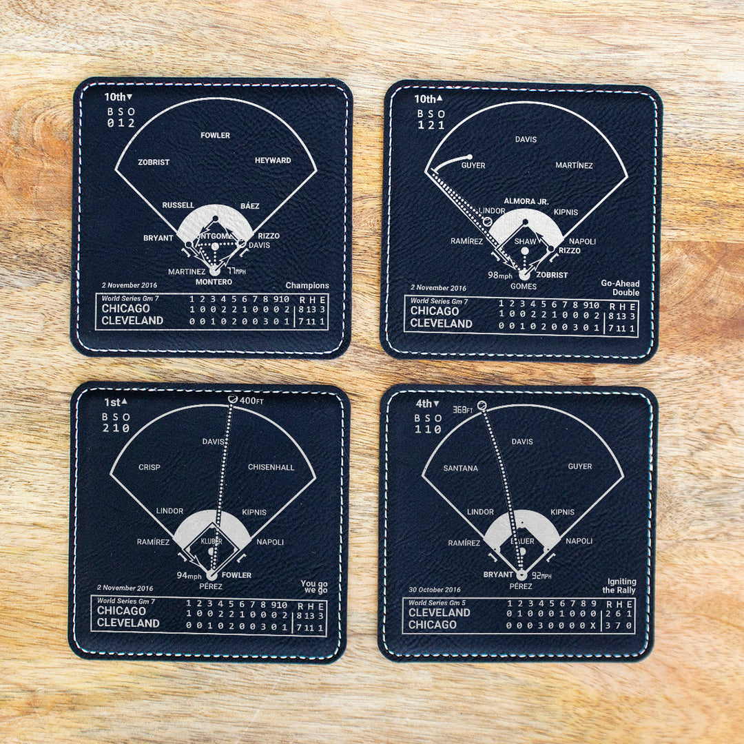 <b>2016 Champions</b> Cubs Plays: Leatherette Coasters (Set of 4)