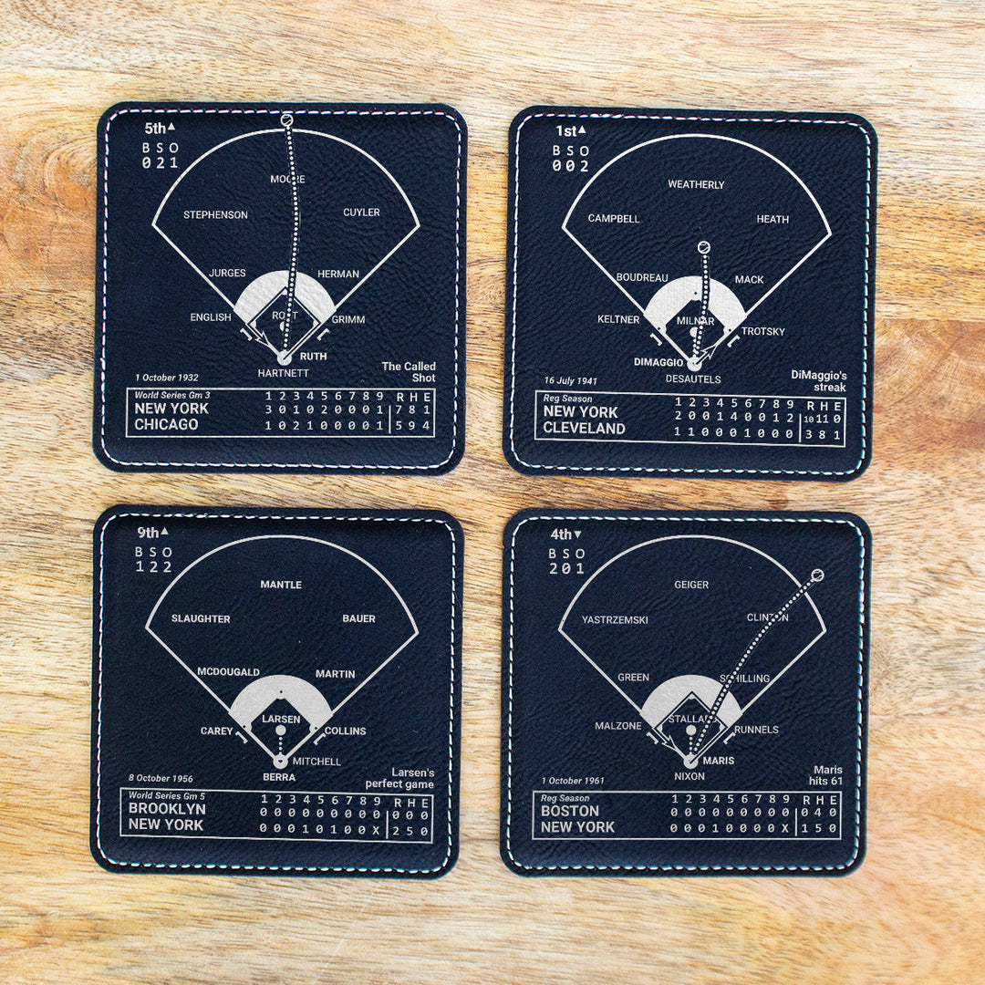 Greatest Yankees Vintage Plays: Leatherette Coasters (Set of 4)