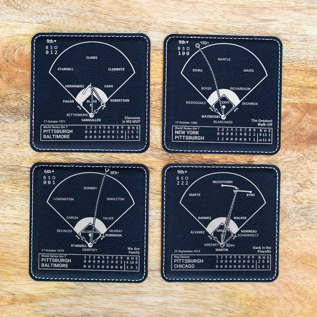 Pittsburgh Pirates Greatest Plays: Leatherette Coasters (Set of 4)