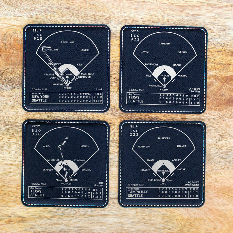 Seattle Mariners Greatest Plays: Leatherette Coasters (Set of 4)