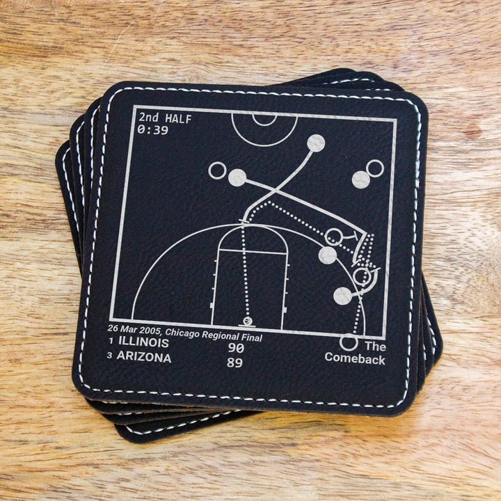 Illinois Basketball Greatest Plays: Leatherette Coasters (Set of 4)