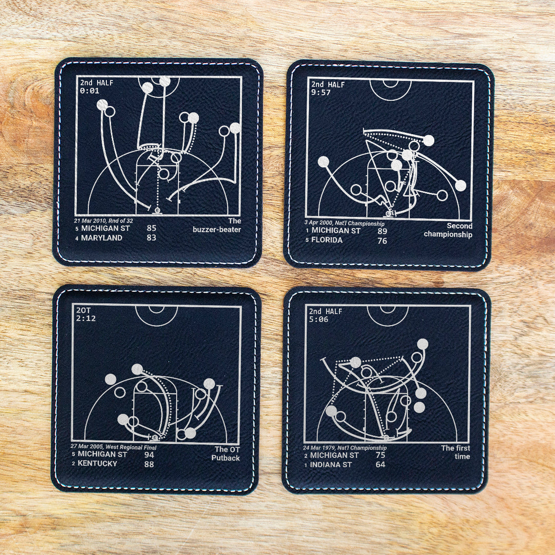 Michigan State Basketball Greatest Plays: Leatherette Coasters (Set of 4)