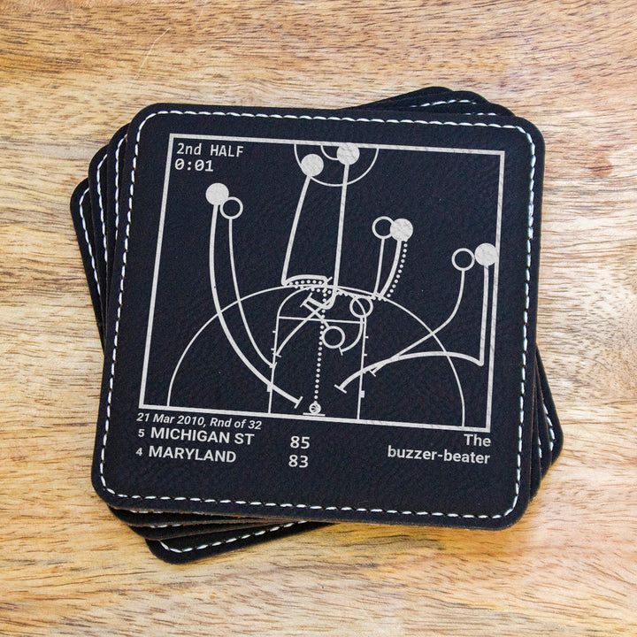 Michigan State Basketball Greatest Plays: Leatherette Coasters (Set of 4)