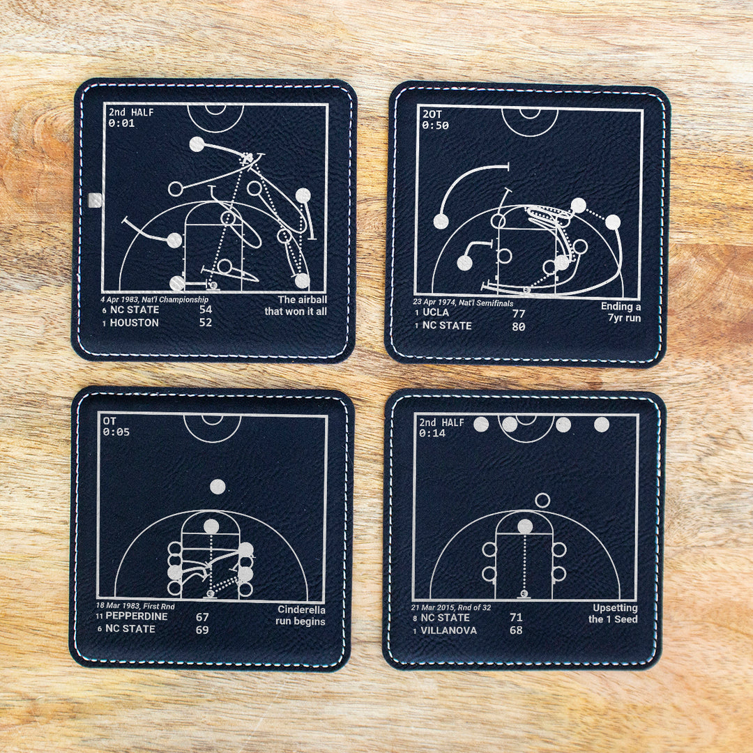 NC State Basketball Greatest Plays: Leatherette Coasters (Set of 4)