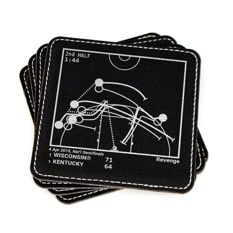 Wisconsin Basketball Greatest Plays: Leatherette Coasters (Set of 4)