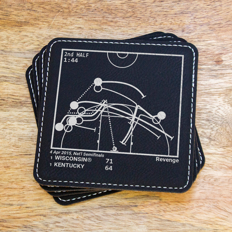 Wisconsin Basketball Greatest Plays: Leatherette Coasters (Set of 4)