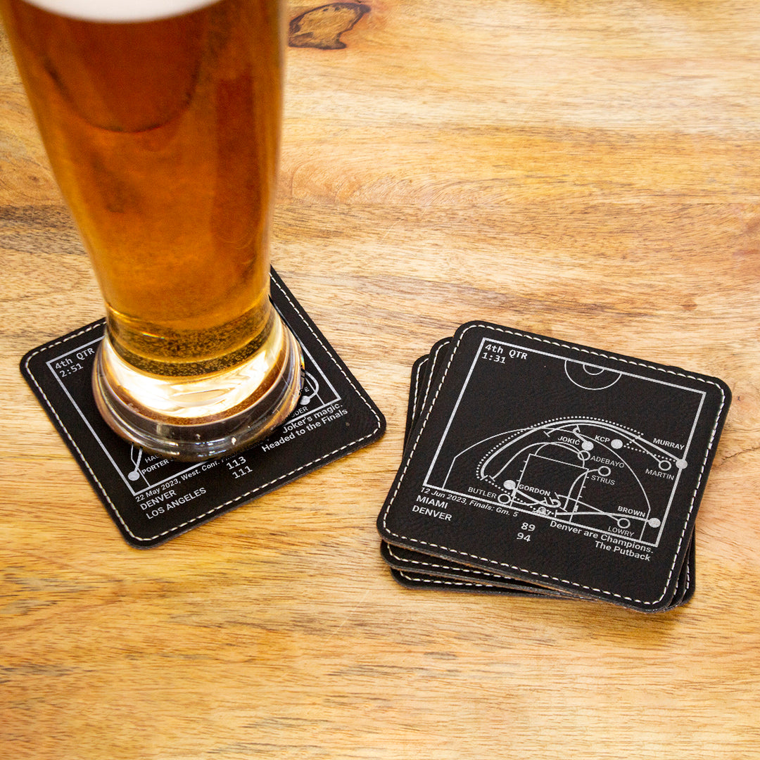 <b>2023 Champions</b> Nuggets Plays: Leatherette Coasters (Set of 4)