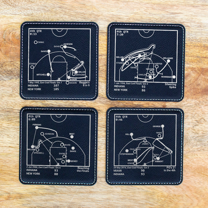Indiana Pacers Greatest Plays: Leatherette Coasters (Set of 4)