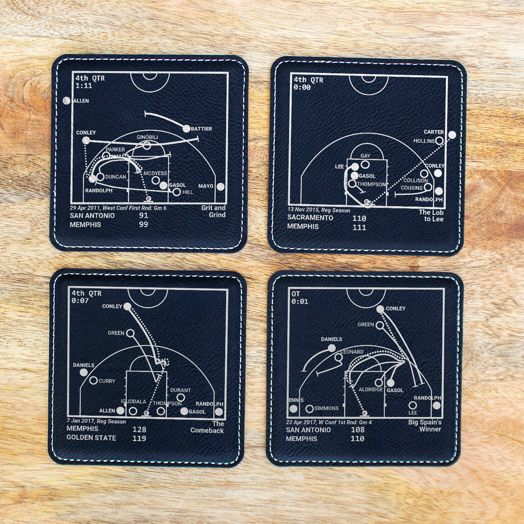 Memphis Grizzlies Greatest Plays: Leatherette Coasters (Set of 4)