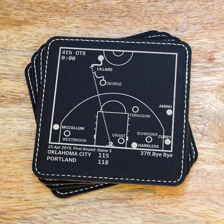 Portland Trail Blazers Greatest Plays: Leatherette Coasters (Set of 4)