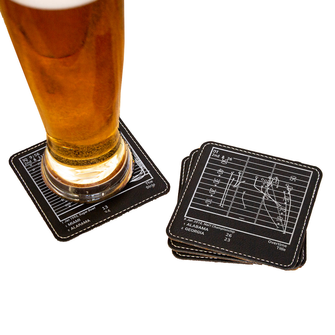 Greatest Alabama Football Plays: Leatherette Coasters (Set of 4)