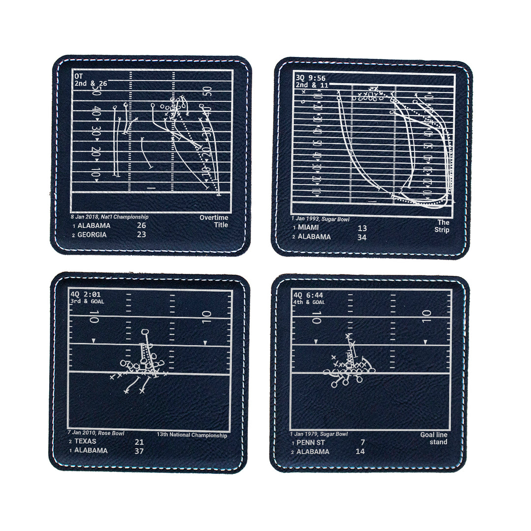 Greatest Alabama Football Plays: Leatherette Coasters (Set of 4)