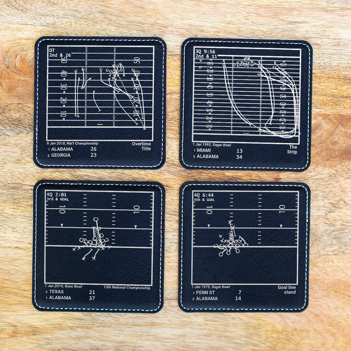 Greatest Alabama Football Plays: Leatherette Coasters (Set of 4)
