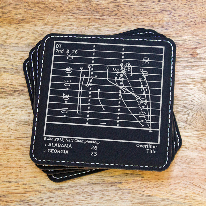 Greatest Alabama Football Plays: Leatherette Coasters (Set of 4)