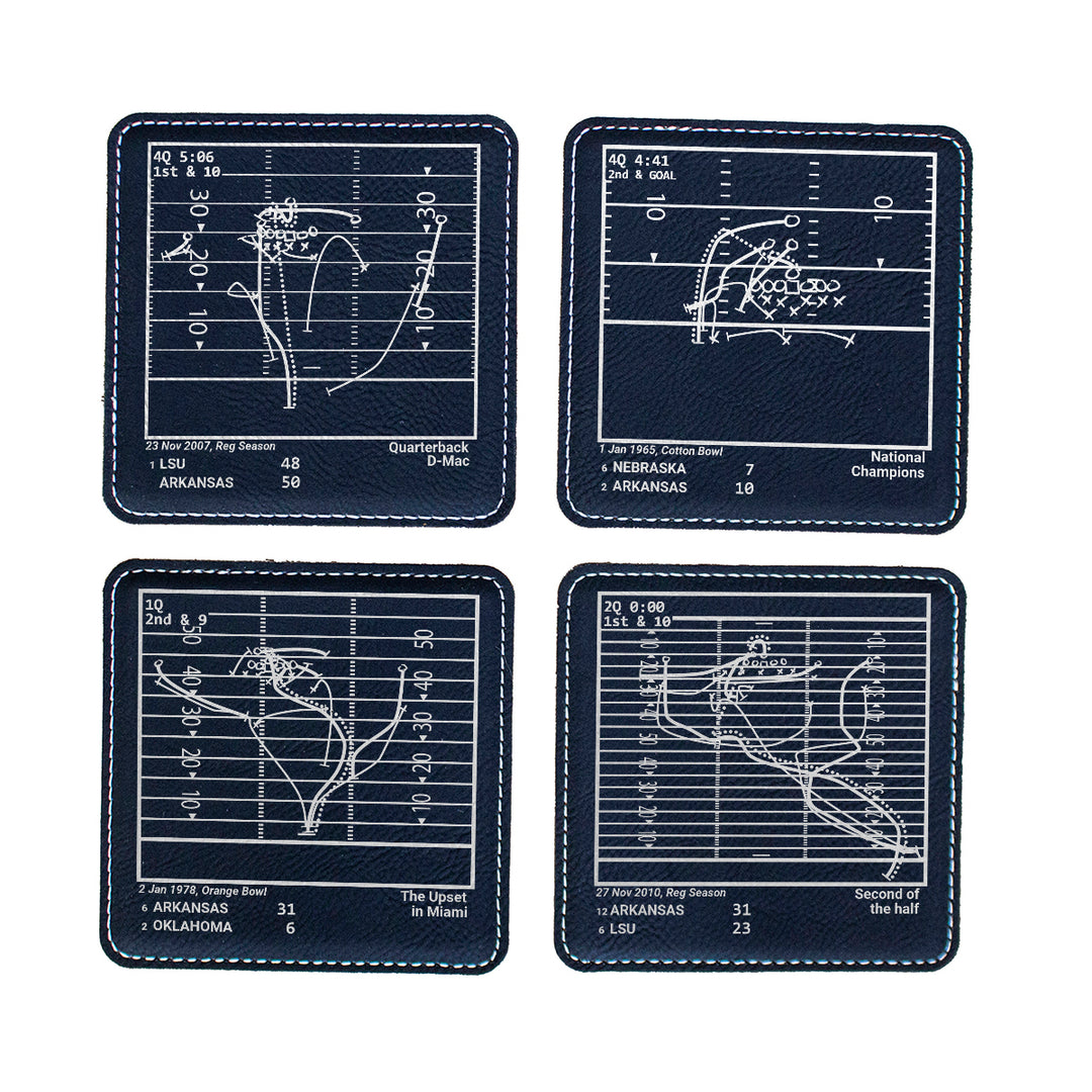 Greatest Arkansas Football Plays: Leatherette Coasters (Set of 4)