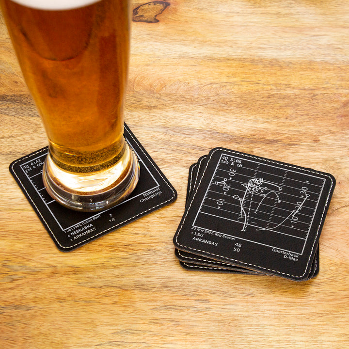 Greatest Arkansas Football Plays: Leatherette Coasters (Set of 4)