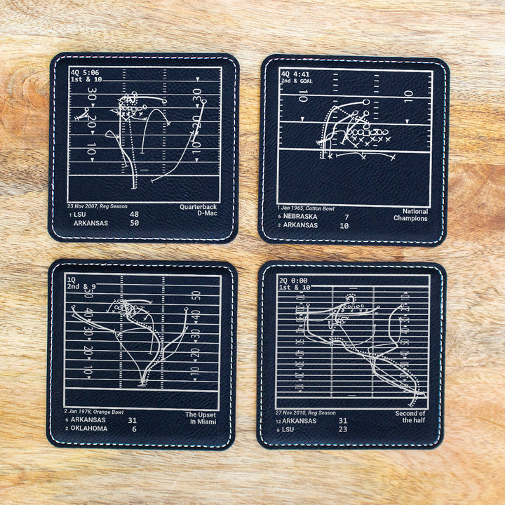 Greatest Arkansas Football Plays: Leatherette Coasters (Set of 4)