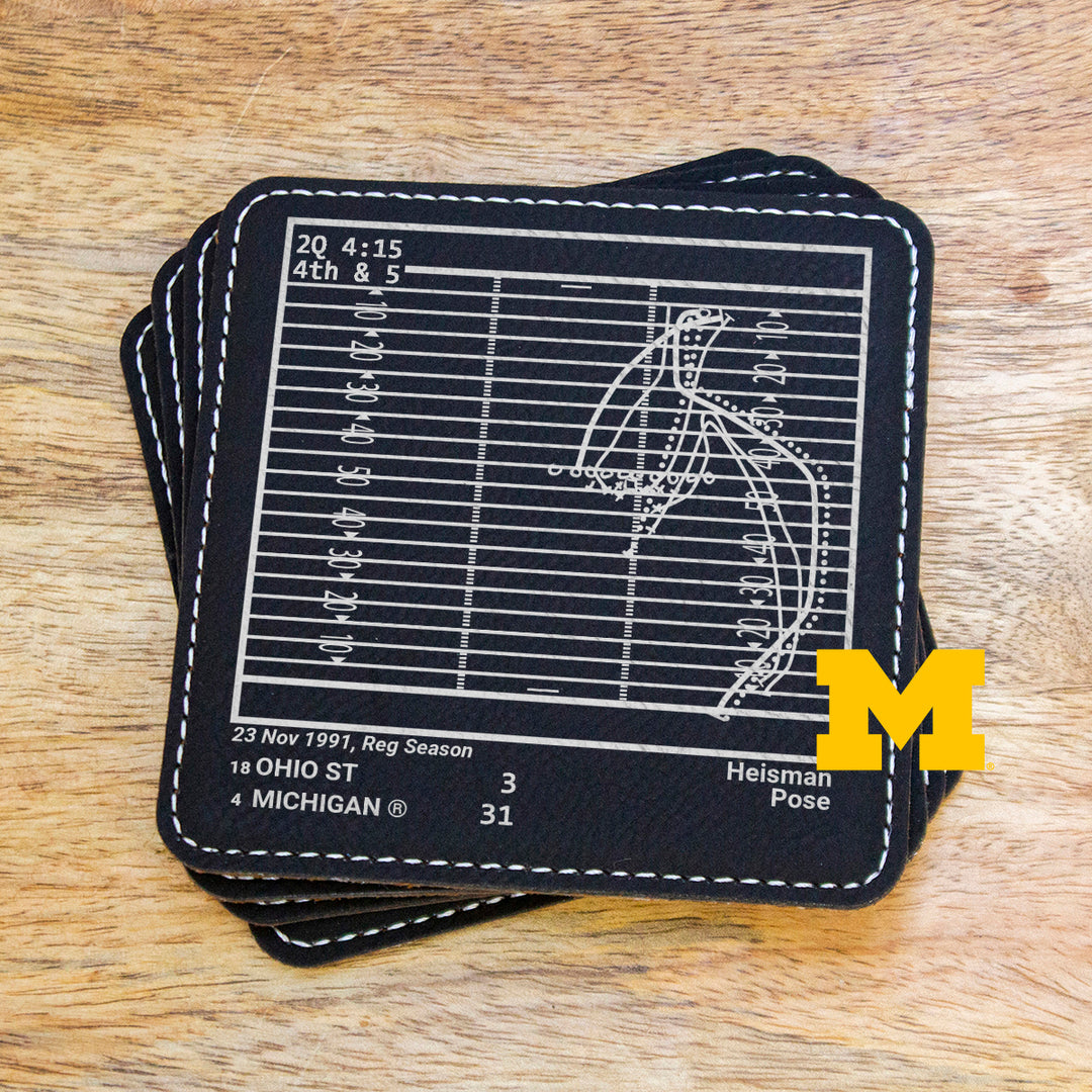 Michigan Football Greatest Plays: Leatherette Coasters (Set of 4)