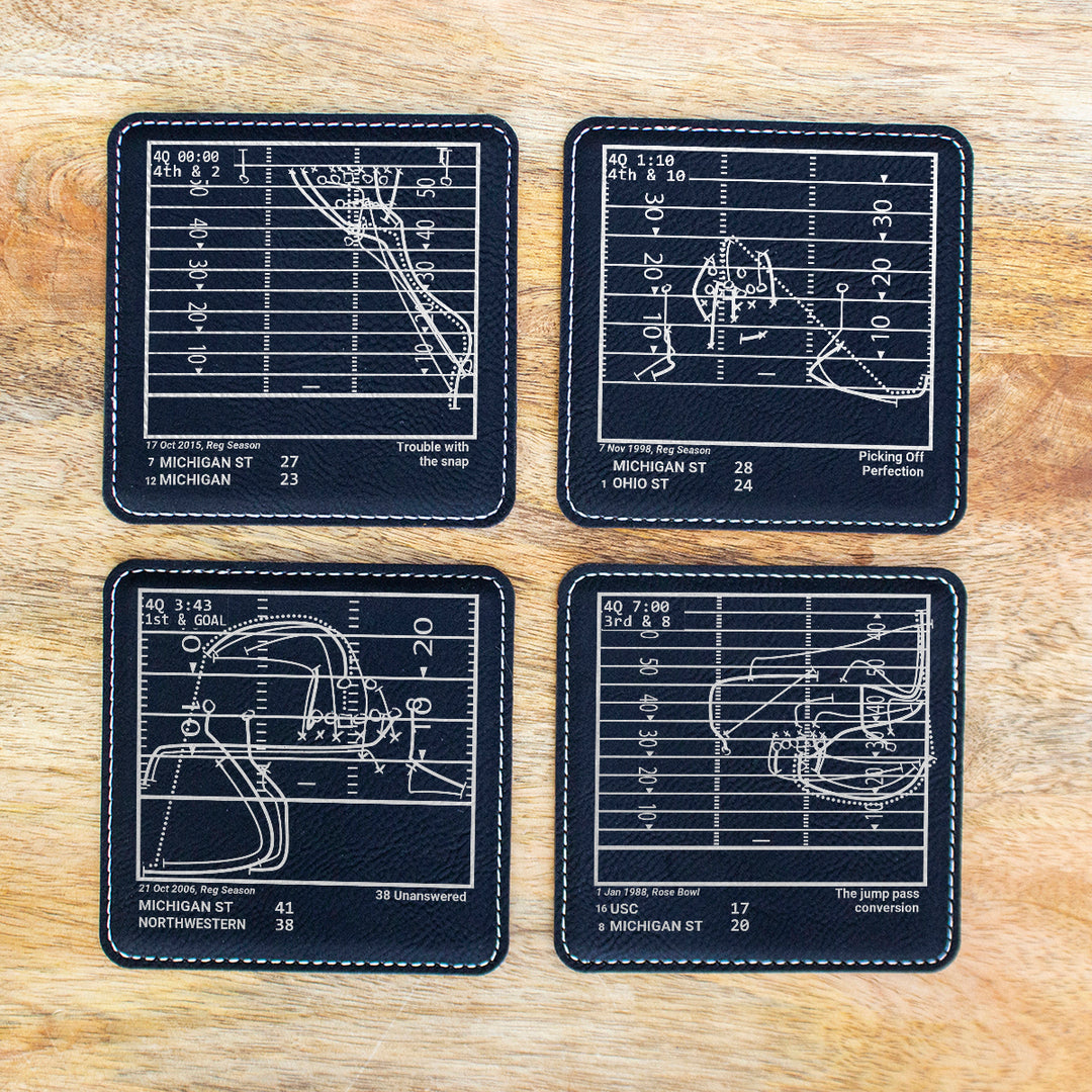 Michigan State Football Greatest Plays: Leatherette Coasters (Set of 4)