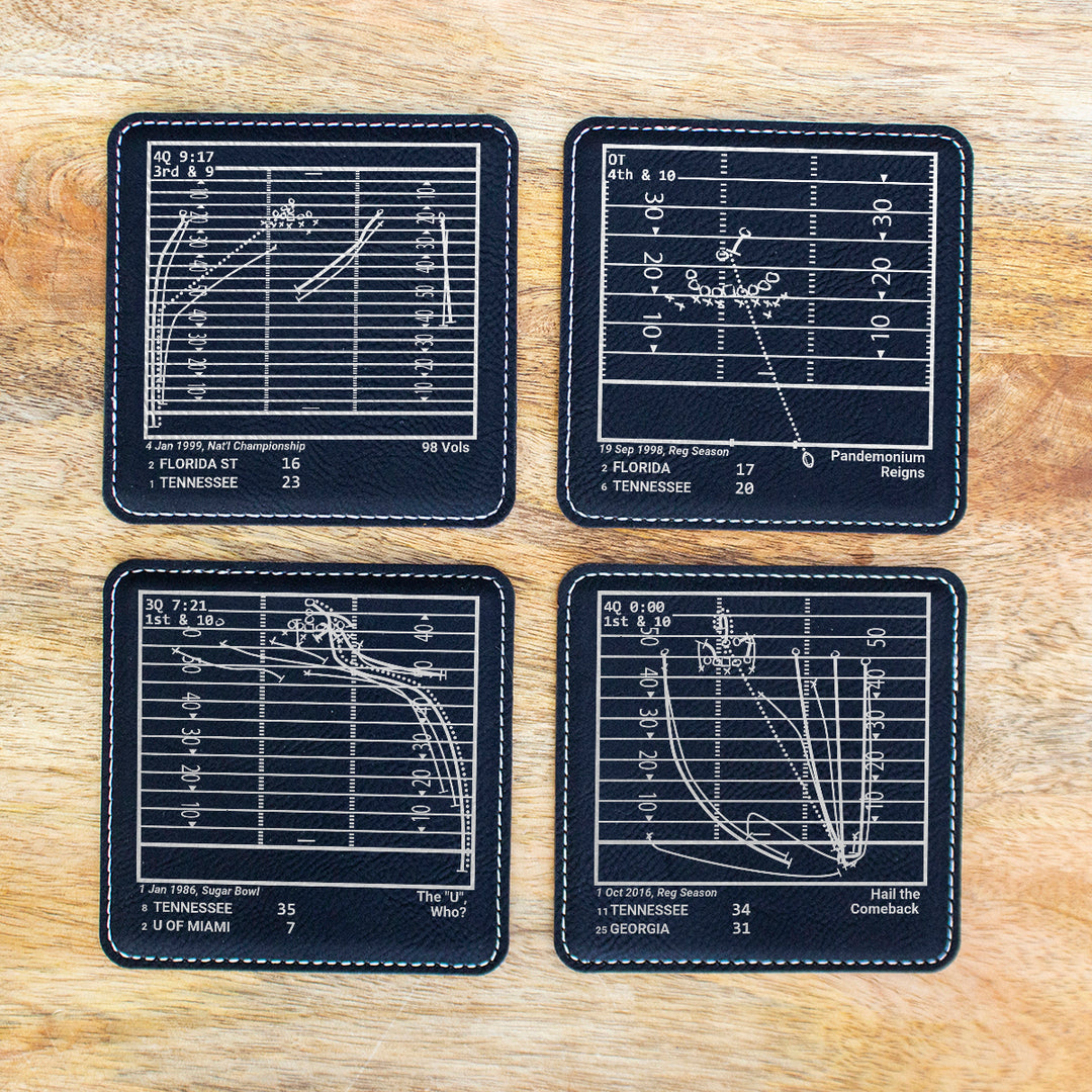 Greatest Tennessee Football Plays: Leatherette Coasters (Set of 4)