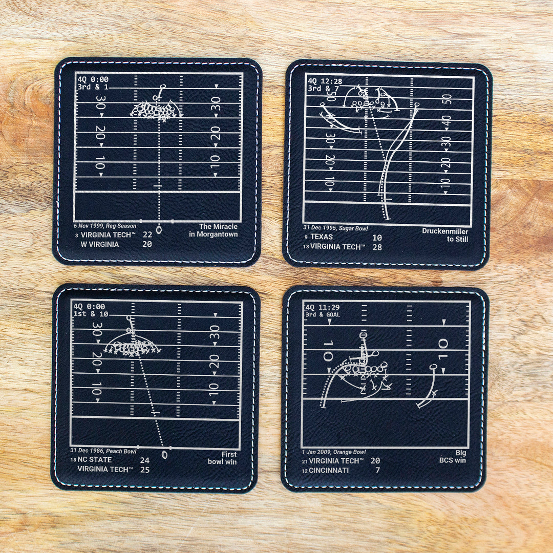 Virginia Tech Football Greatest Plays: Leatherette Coasters (Set of 4)