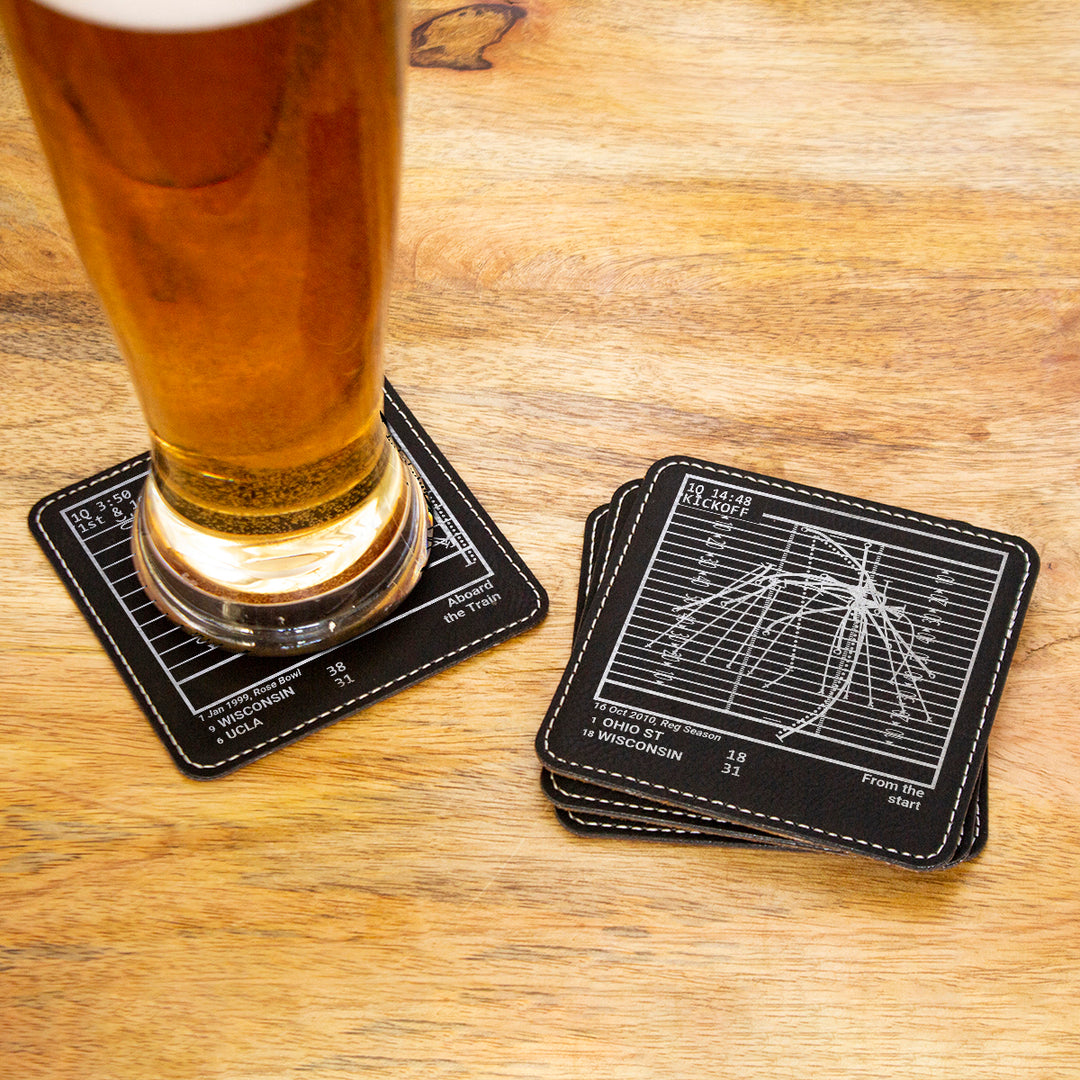 Wisconsin Football Greatest Plays: Leatherette Coasters (Set of 4)